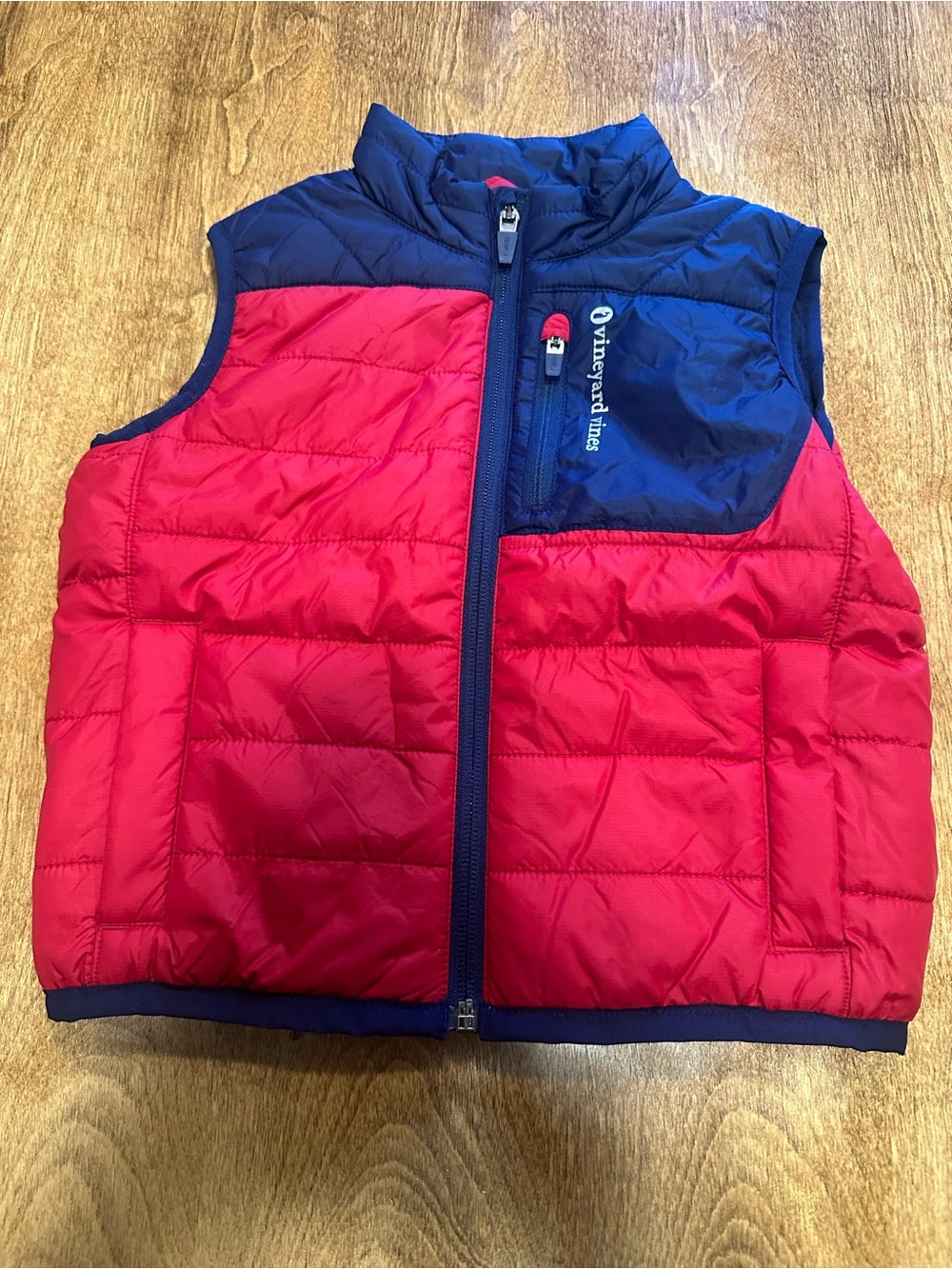 Vineyard Vines Red and Navy Quilted Puffer Vest
